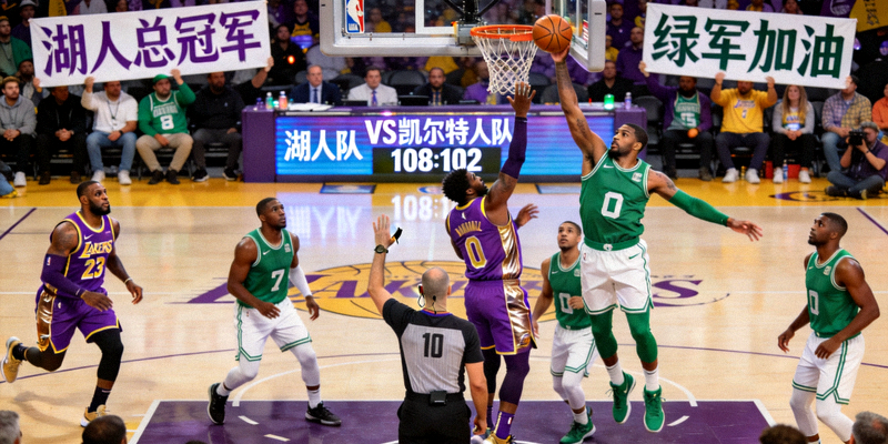 NBA篮球比赛湖人队对阵凯尔特人队现场直播画面